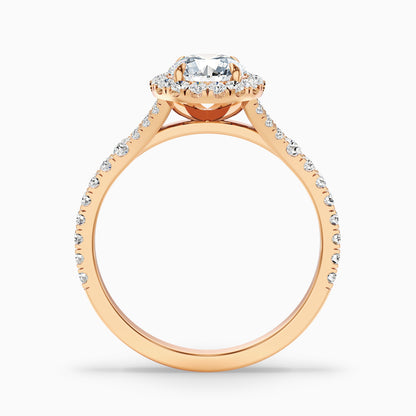 Emily 1 Carat Round Halo Pave Lab Grown Diamond Ring in 14k Rose Gold