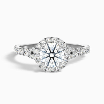 Emily 2.5 Carat Round Halo Pave Lab Grown Diamond Ring in 10k White Gold
