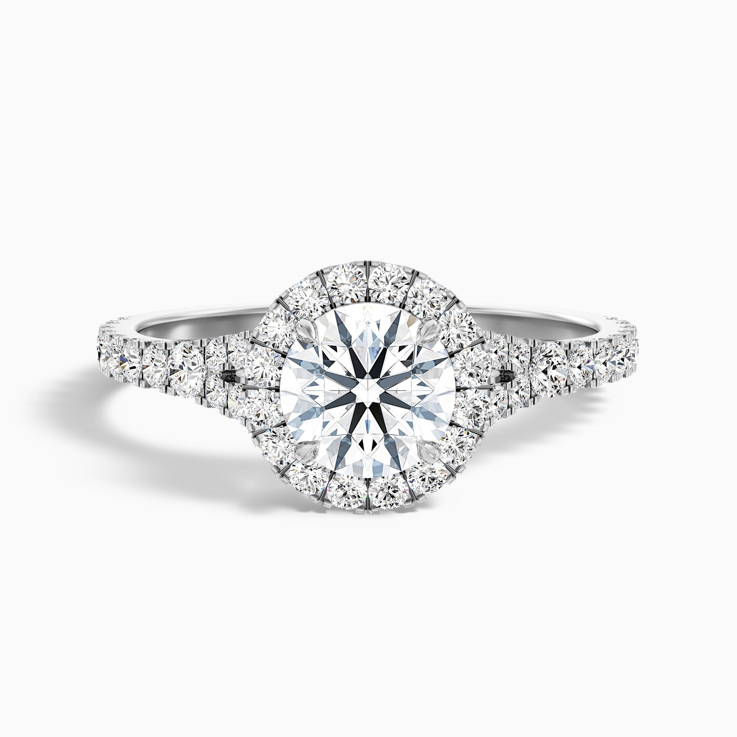Emily 2.5 Carat Round Halo Pave Lab Grown Diamond Ring in 14k White Gold