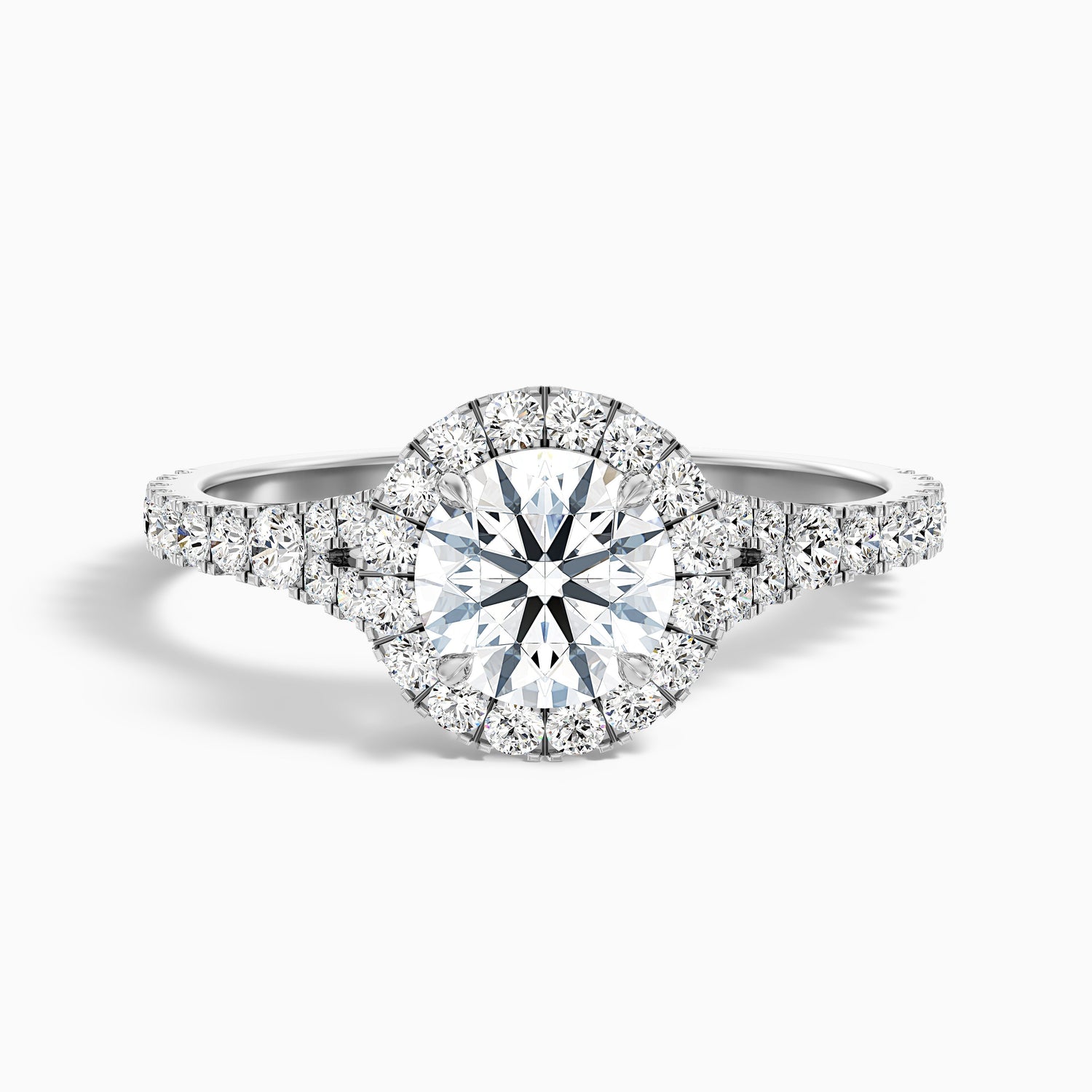 Erin 3 Carat Round Halo Pave Moissanite Engagement Ring in 18k Rose Gold