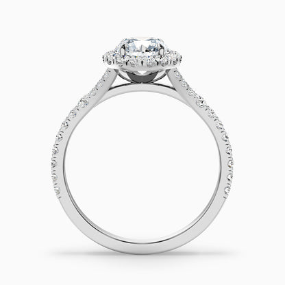 Emily 2.5 Carat Round Halo Pave Lab Grown Diamond Ring in 14k White Gold