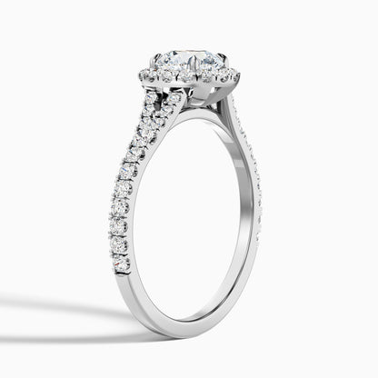 Emily 3 Carat Round Halo Pave Lab Grown Diamond Ring in 10k Rose Gold