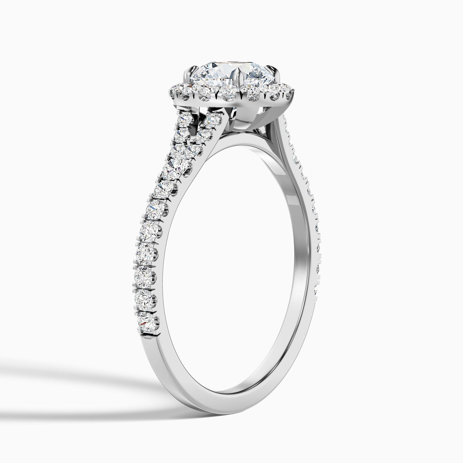 Emily 3 Carat Round Halo Pave Lab Grown Diamond Ring in 14k Yellow Gold  DestGlow