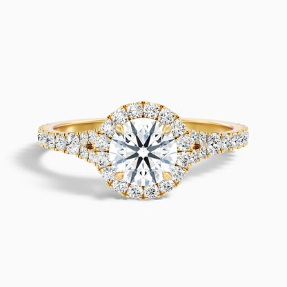 Dela 6 Carat Round Halo Pave Moissanite Engagement Ring in 10k Yellow Gold  DestGlow