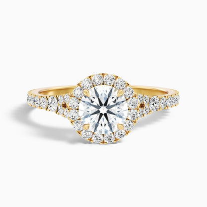 Erin 2 Carat Round Halo Pave Moissanite Engagement Ring in 14k Rose Gold