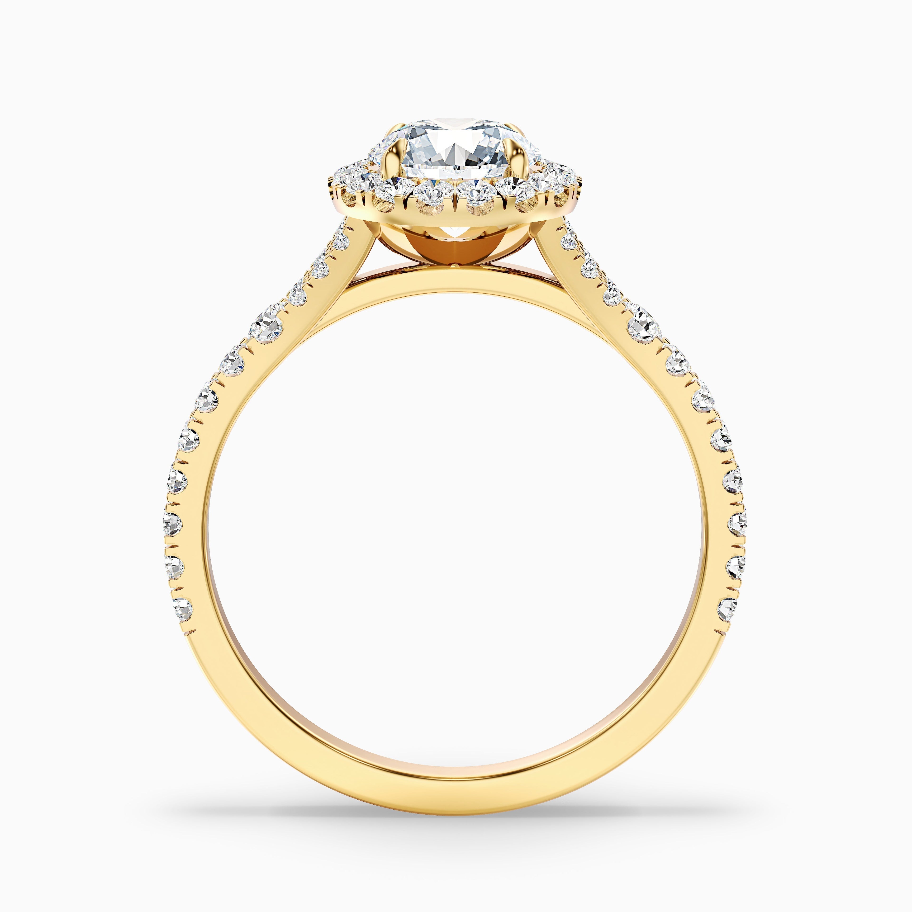 Emily 1 Carat Round Halo Pave Lab Grown Diamond Ring in 10k Yellow Gold  DestGlow