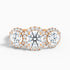 Dara 9 Carat Three Stone Round Halo Moissanite Engagement Ring in 10k Rose Gold  DestGlow