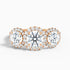 Flora 2 Carat Three Stone Round Halo Lab Grown Diamond Ring in 18k Rose Gold  DestGlow