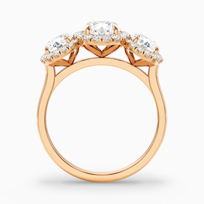 Emma 5.5 Carat Three Stone Round Halo Moissanite Engagement Ring in Platinum