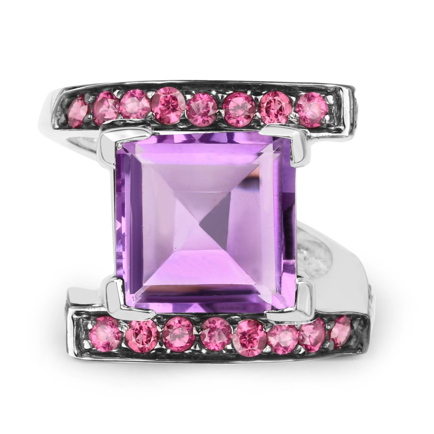 6.90 Carat Genuine Amethyst and Rhodolite .925 Sterling Silver Ring by Bids.com