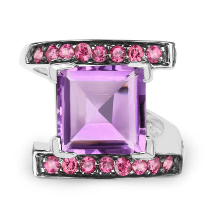 6.90 Carat Genuine Amethyst and Rhodolite .925 Sterling Silver Ring by Bids.com