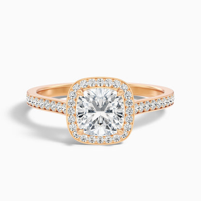 Kelly 1 Carat Cushion Cut Halo Pave Moissanite Engagement Ring in 925 Sterling Silver