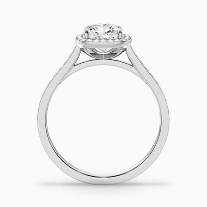 Kelly 5 Carat Cushion Cut Halo Pave Moissanite Engagement Ring in 925 Sterling Silver