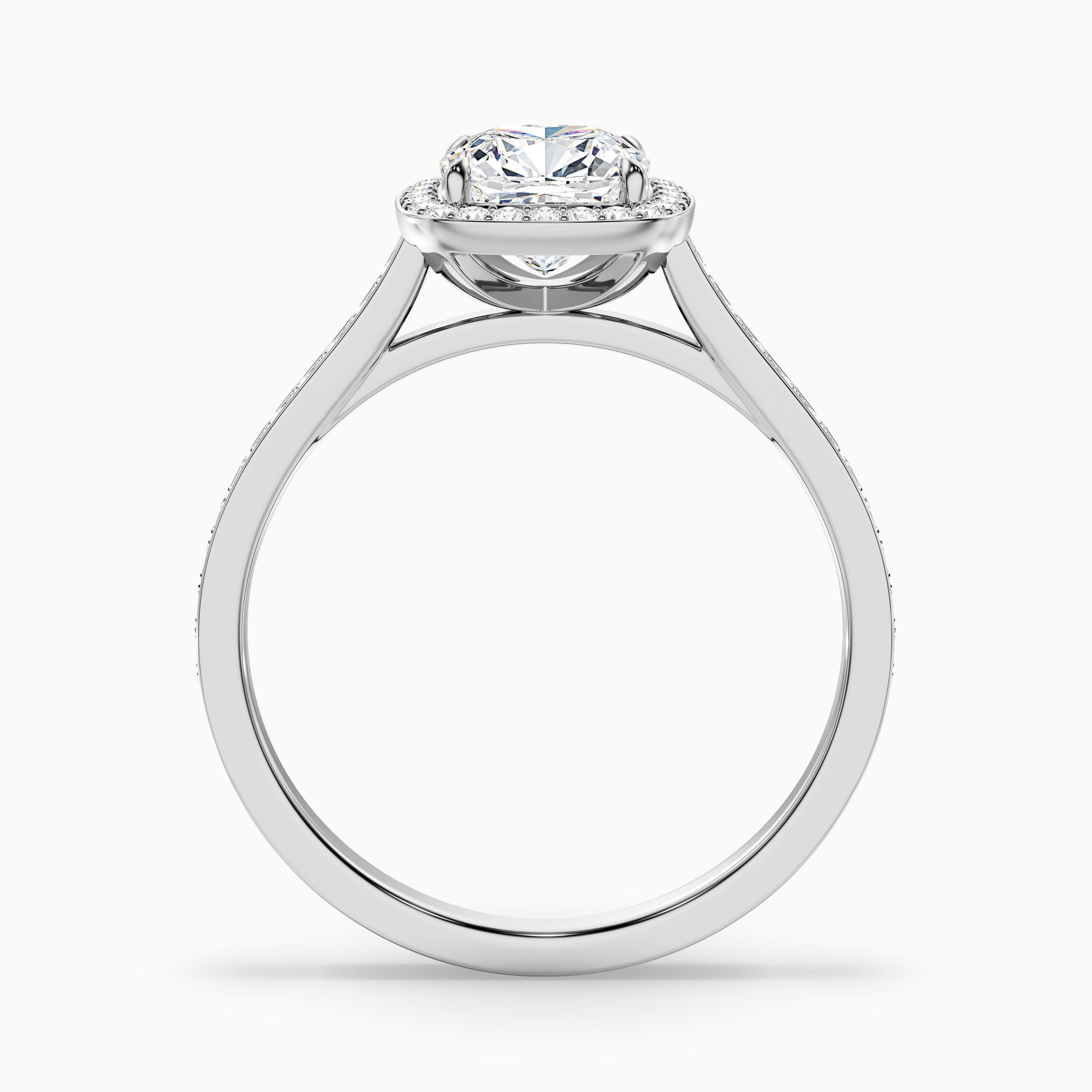 Kelly 3.5 Carat Cushion Cut Halo Pave Moissanite Engagement Ring in 925 Sterling Silver