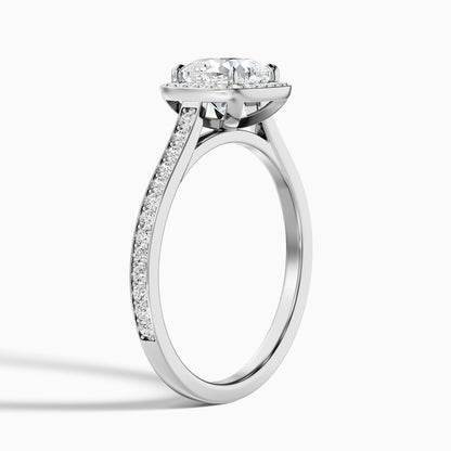 Kelly 2.5 Carat Cushion Cut Halo Pave Moissanite Engagement Ring in 925 Sterling Silver