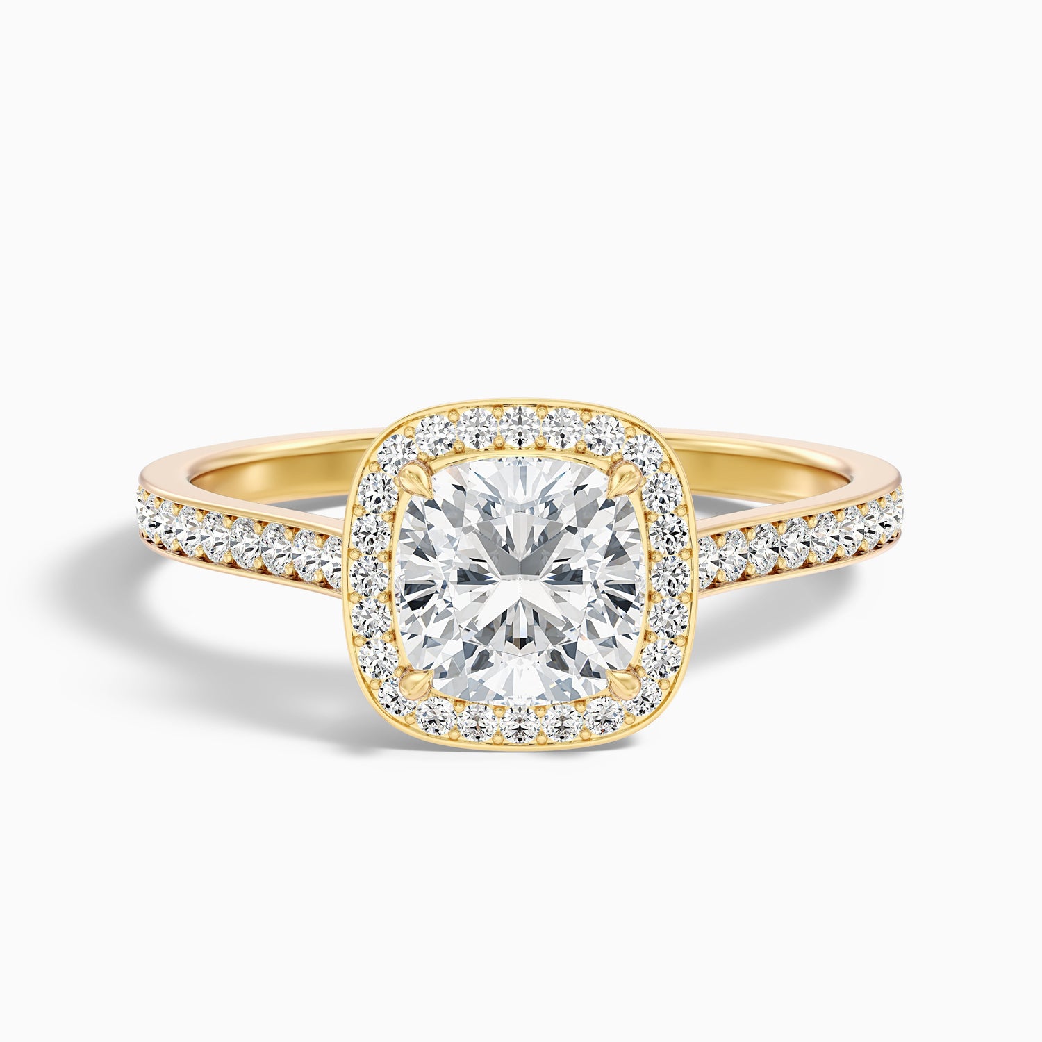 Kelly 3.5 Carat Cushion Cut Halo Pave Moissanite Engagement Ring in 925 Sterling Silver
