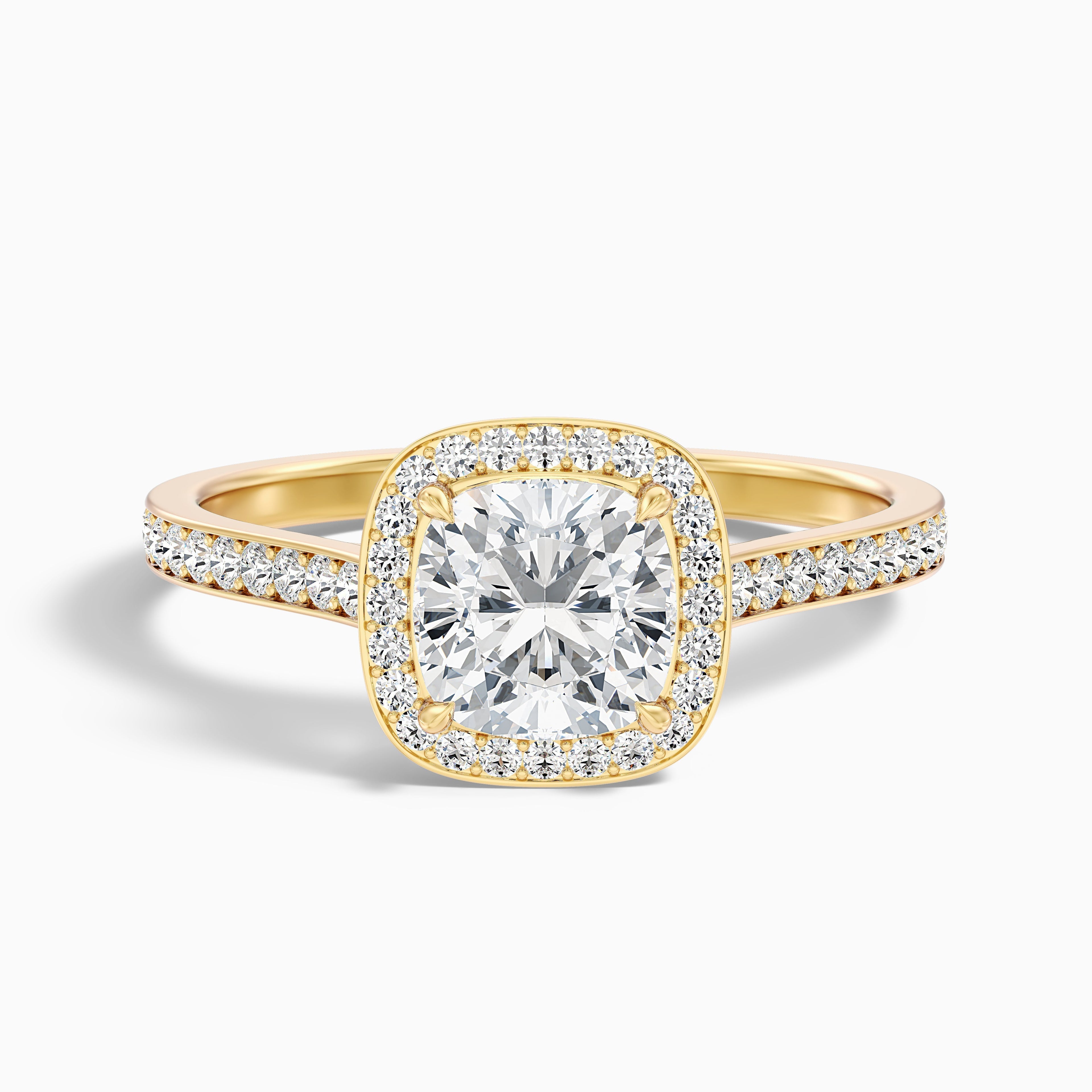 Kelly 4.5 Carat Cushion Cut Halo Pave Moissanite Engagement Ring in 925 Sterling Silver