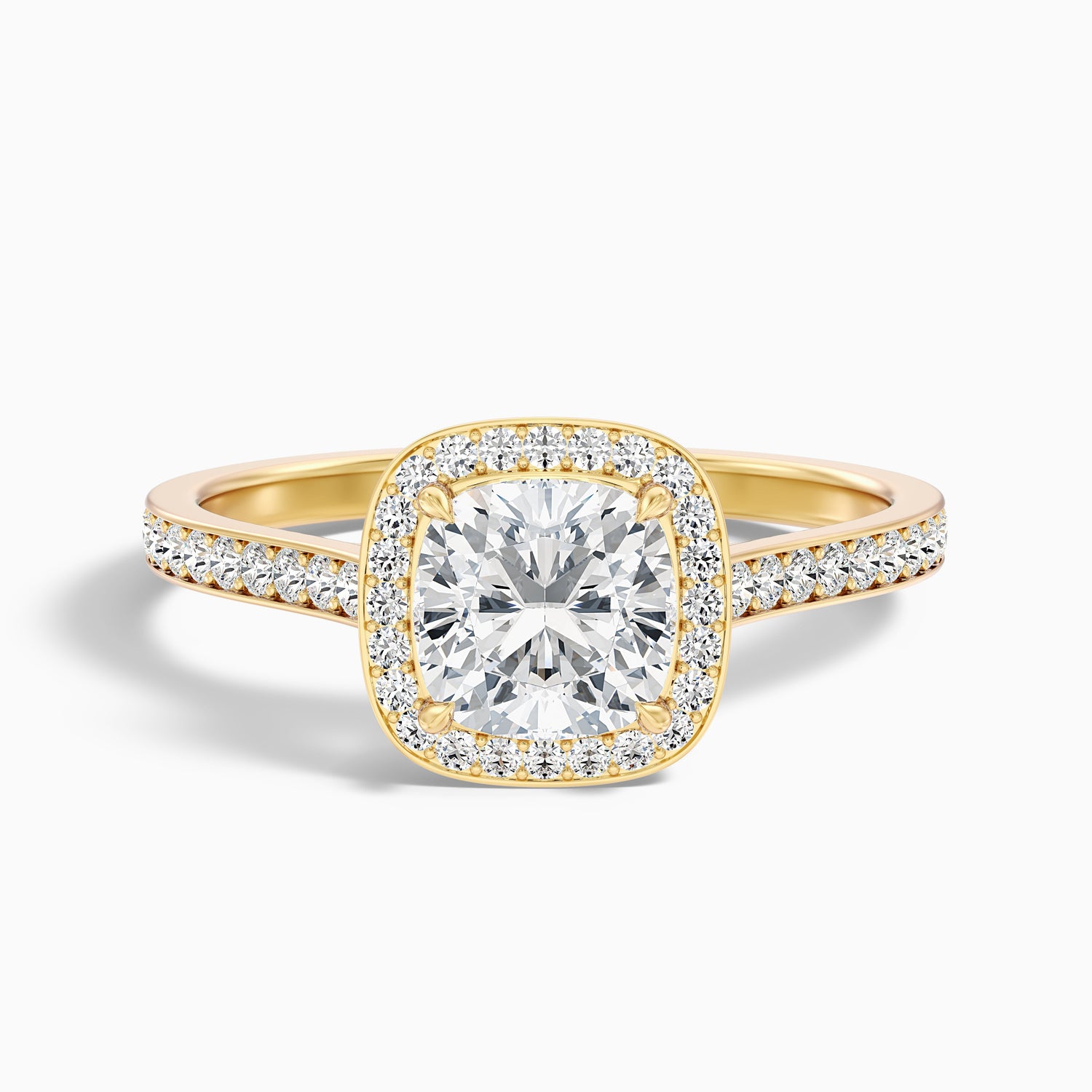 Fiona 3.5 Carat Cushion Cut Halo Pave Lab Grown Diamond Ring in 14k Rose Gold