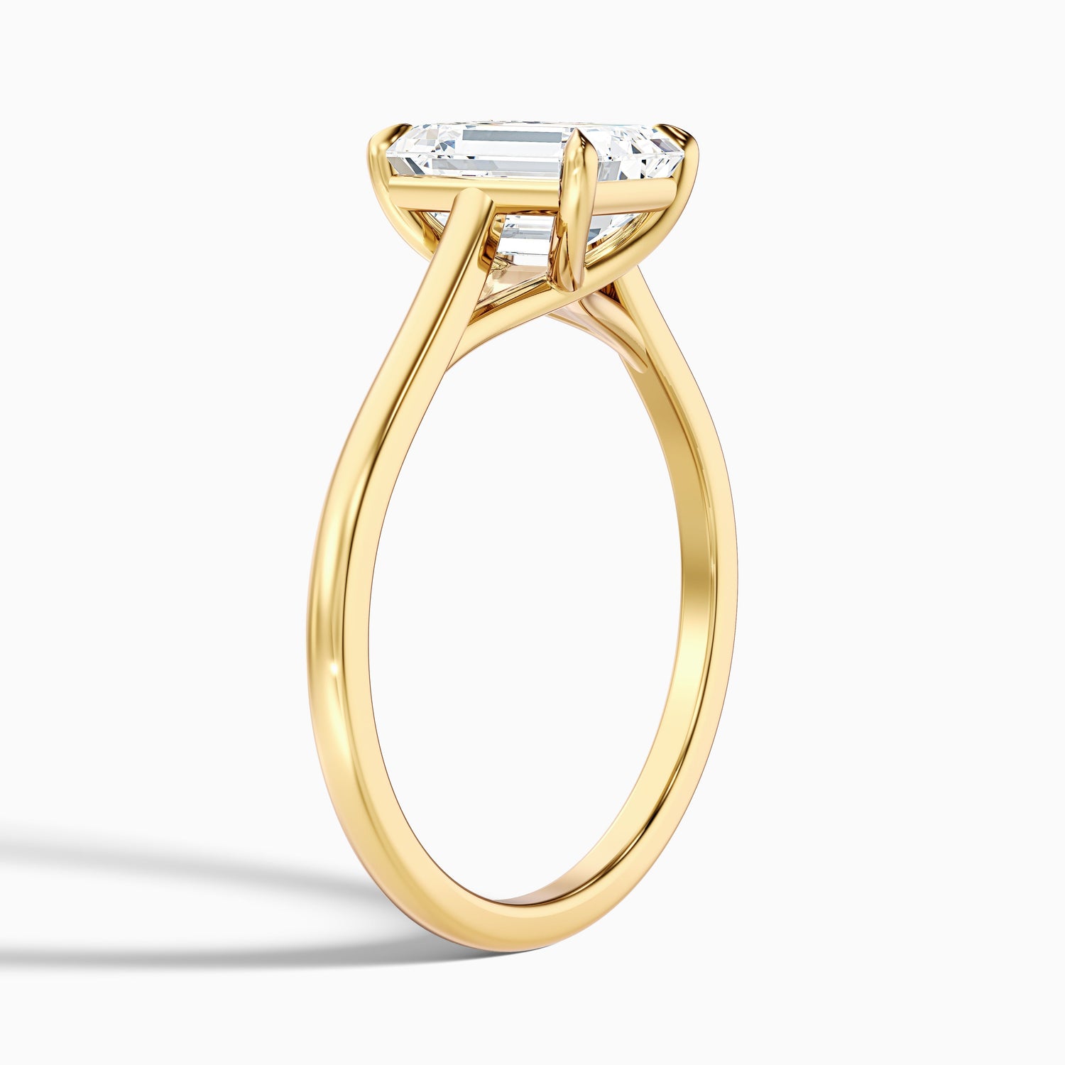 Ira 5 Carat Emerald Cut Solitaire Moissanite Engagement Ring in 10k Yellow Gold