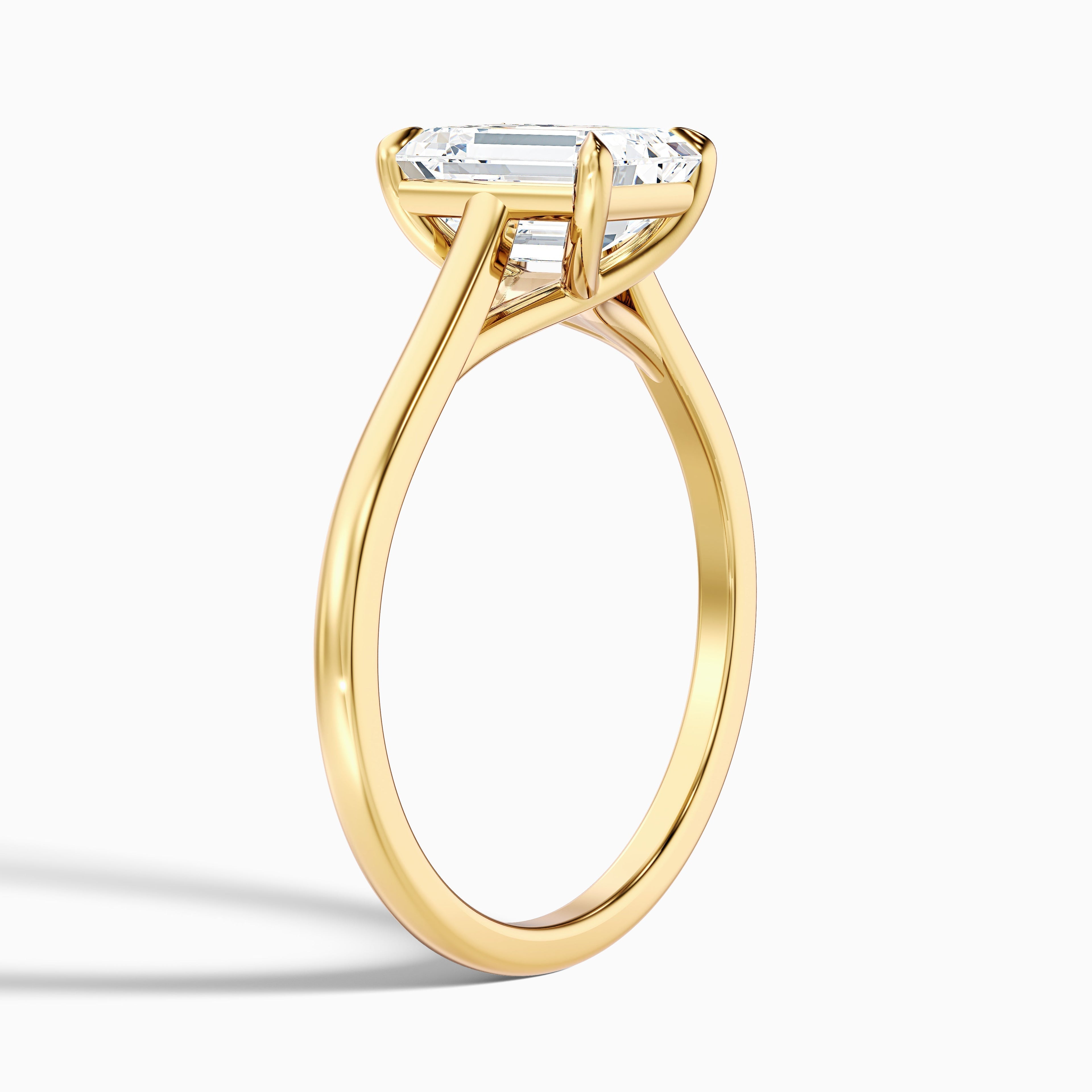 Ira 3 Carat Emerald Cut Solitaire Moissanite Engagement Ring in Platinum