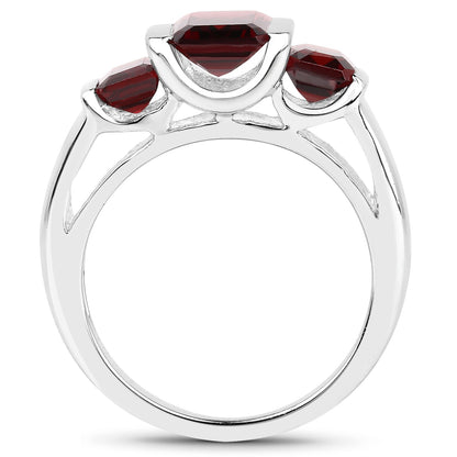 3.45 Carat Genuine Garnet .925 Sterling Silver Ring  DestGlow