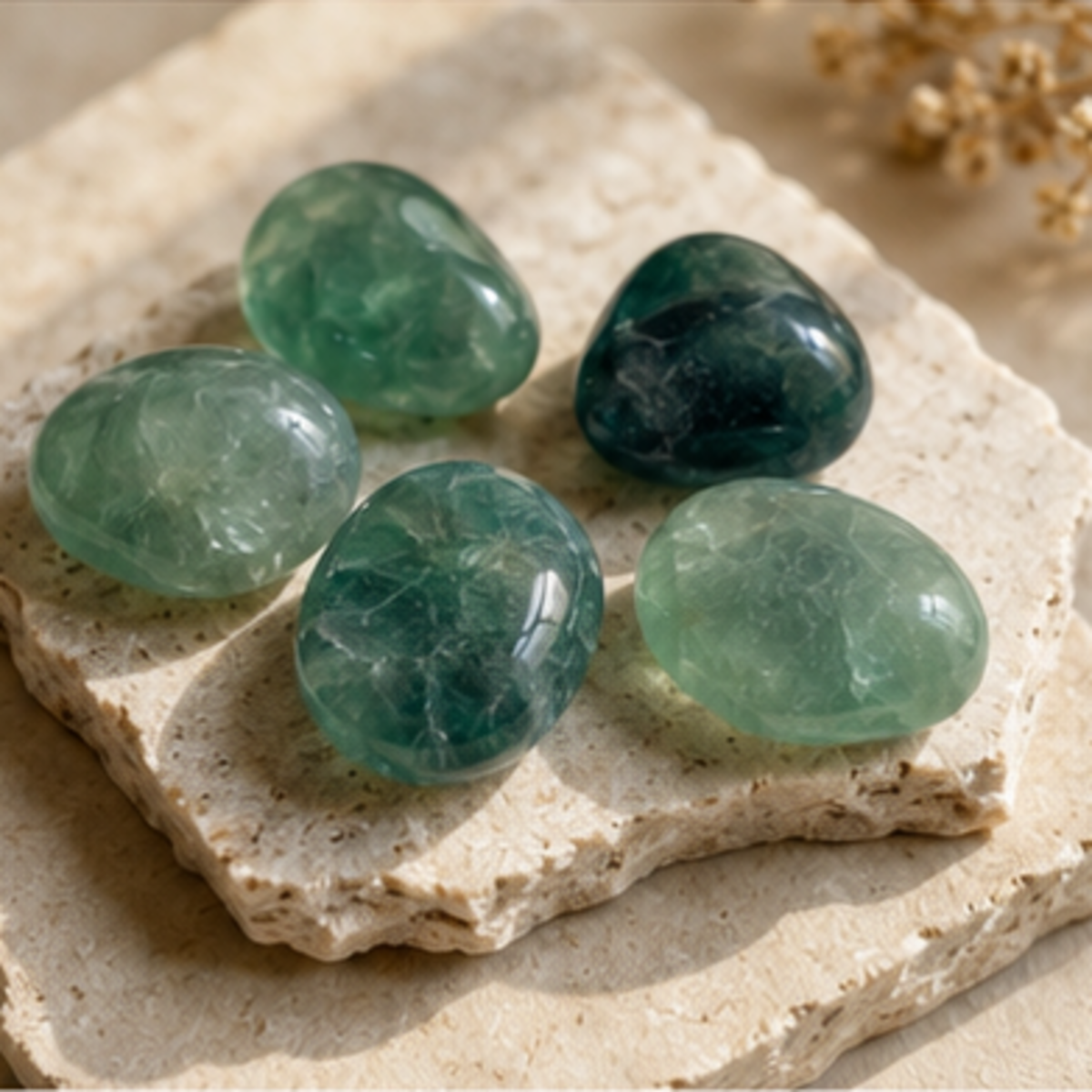 Green Fluorite Tumbled Crystals (Bring Balance and Clearing)  DestGlow