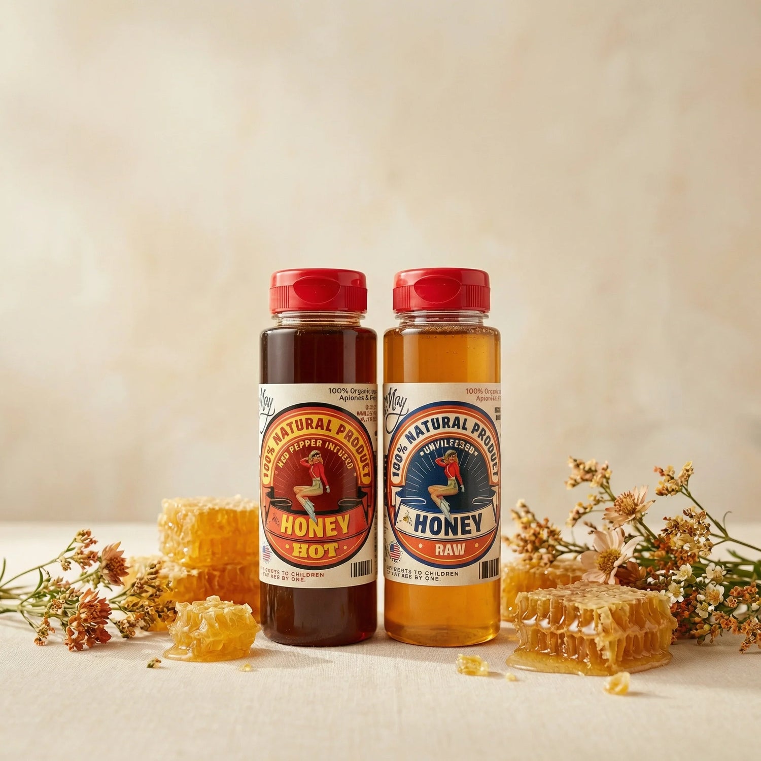 Raw Honey &amp; Hot Honey Duo - Sweet Heat 2-Pack Gift Set | Small Batch Farm Grown | Lady May by The Lady May