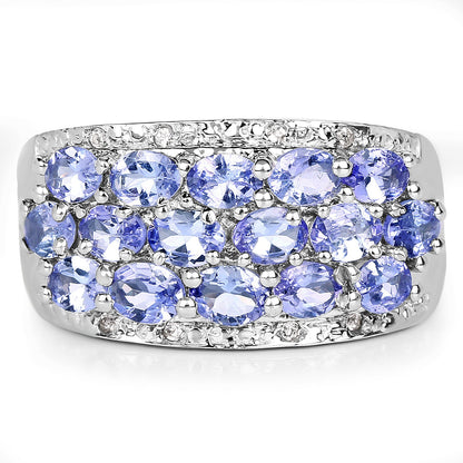 2.76 Carat Genuine Tanzanite and White Topaz .925 Sterling Silver Ring by Bids.com