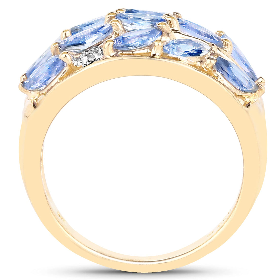 14K Yellow Gold Plated 1.56 Carat Genuine Tanzanite and White Topaz .925 Sterling Silver Ring by Bids.com