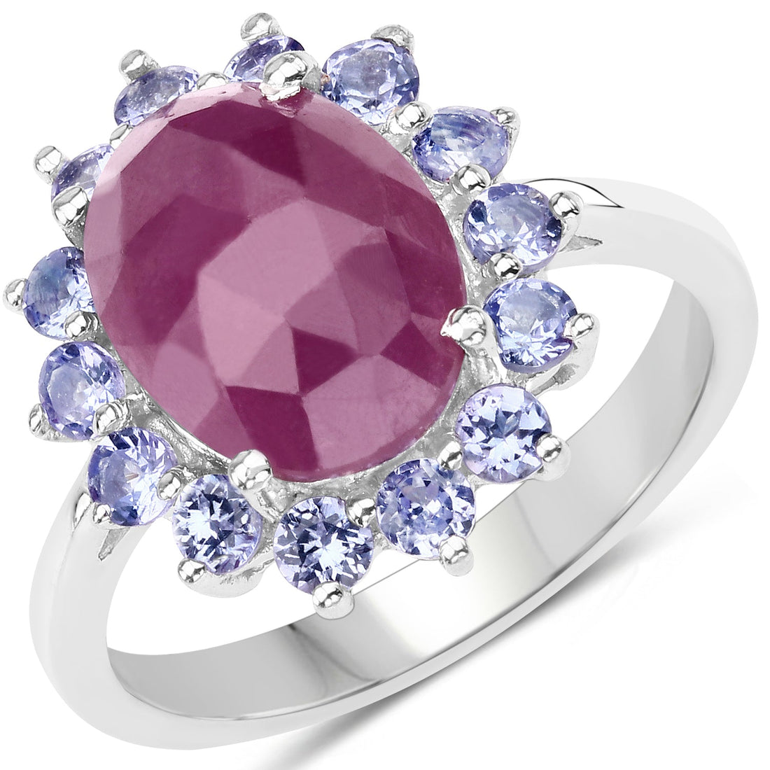 5.53 Carat Genuine Pink Sapphire &amp; Tanzanite .925 Sterling Silver Ring by Bids.com