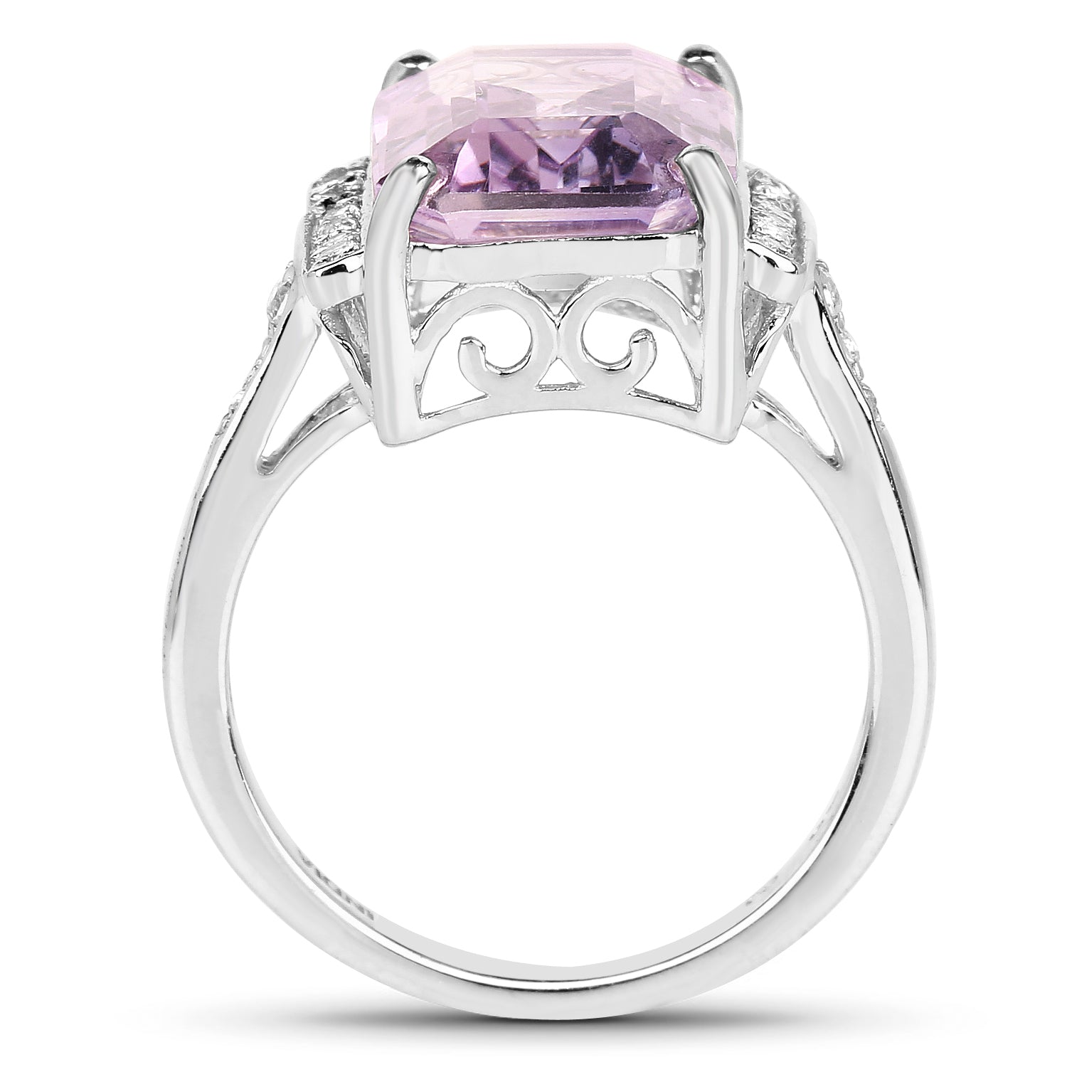 6.33 Carat Genuine Amethyst &amp; White Topaz .925 Sterling Silver Ring  DestGlow