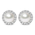 10K White Gold 4.5mm Cultured Freshwater Pearl and 1/7 Cttw Diamond Halo Stud Earring (I-J Color, I1-I2 Clarity) by Bids.com