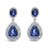 18K White Gold Blue Sapphire 2 3/4 Cttw Diamond Halo Drop Dangle Earring (G-H Color, SI1-SI2 Clarity) by Bids.com