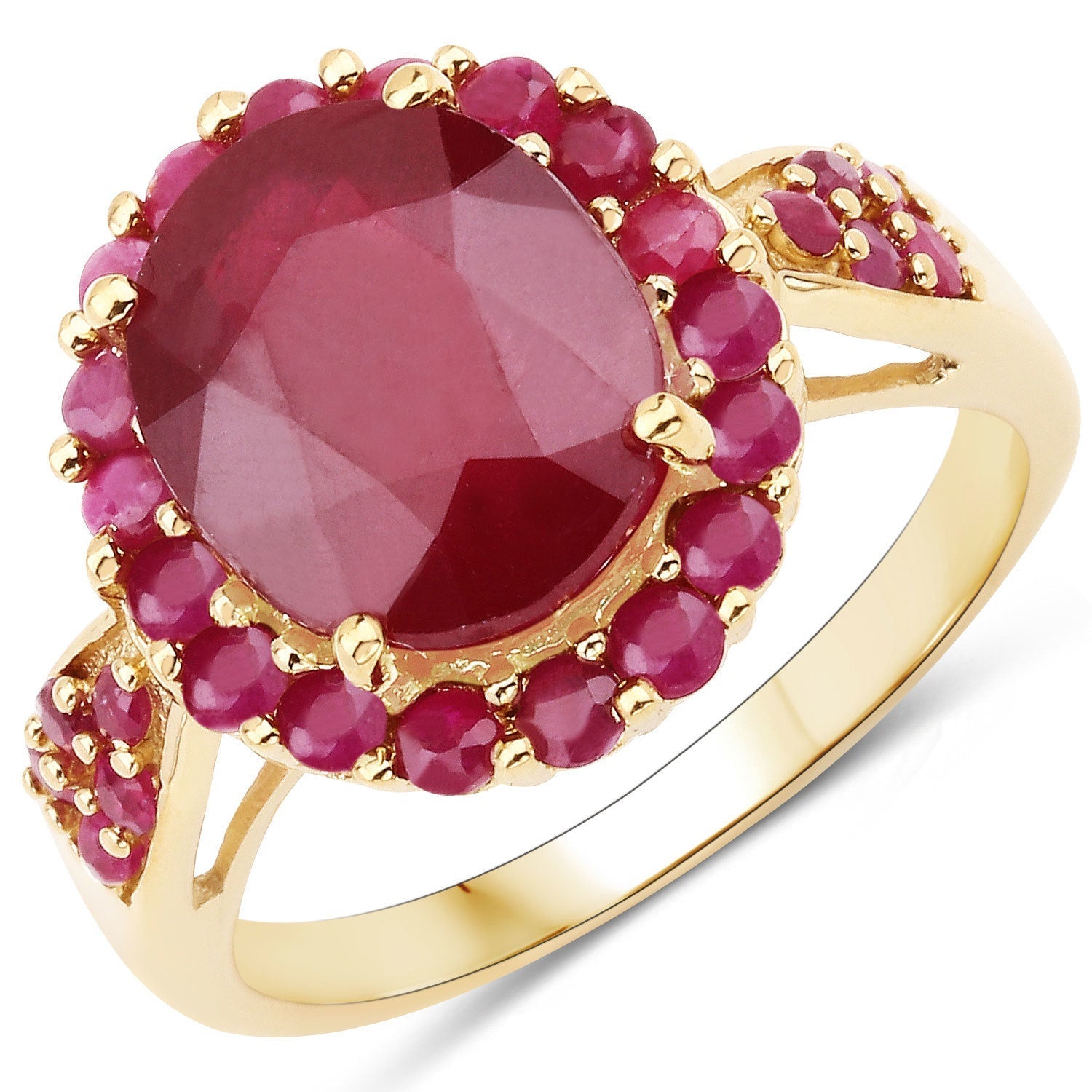 5.09 Carat Glass Filled Ruby and Ruby .925 Sterling Silver Ring  DestGlow