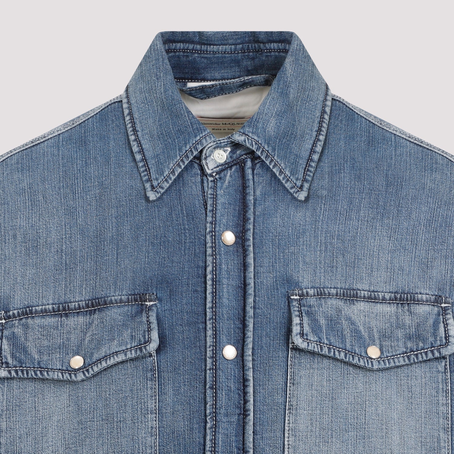 Alexander Mcqueen Quilted Denim Shirt Men by Luosophy