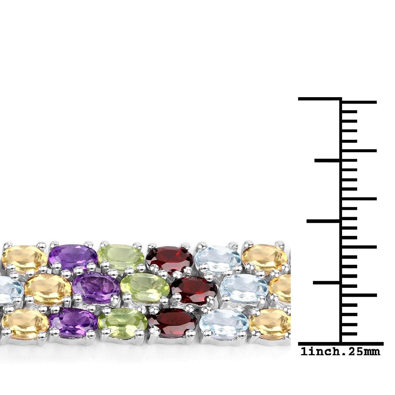 23.74 Carat Genuine Multi Stones .925 Sterling Silver Bracelet  DestGlow