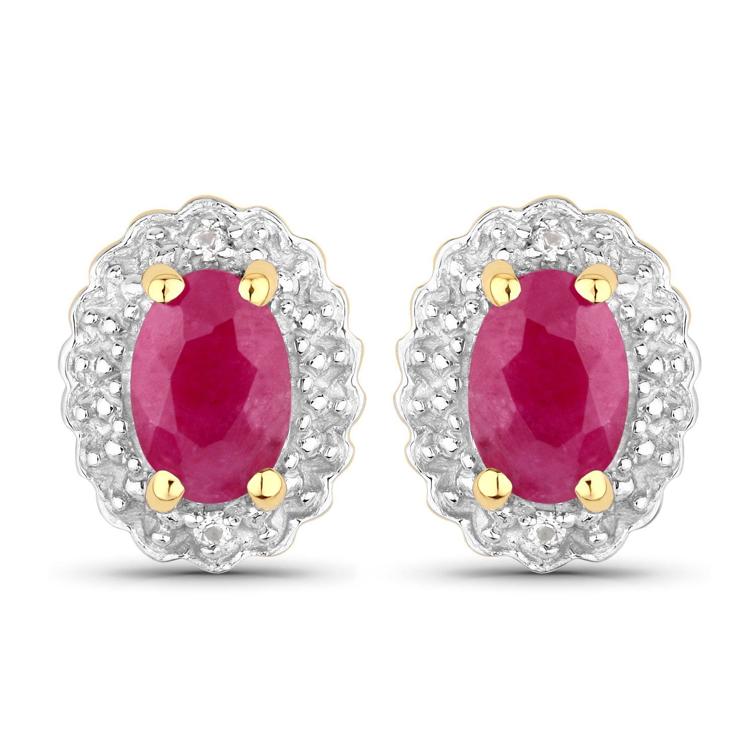 1.94 Carat Genuine Johnson Ruby and White Topaz .925 Sterling Silver Jewelry Set by Bids.com