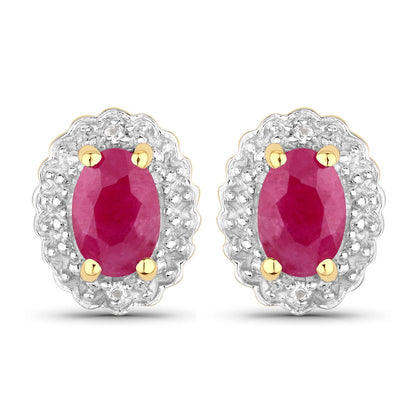 1.94 Carat Genuine Johnson Ruby and White Topaz .925 Sterling Silver Jewelry Set by Bids.com