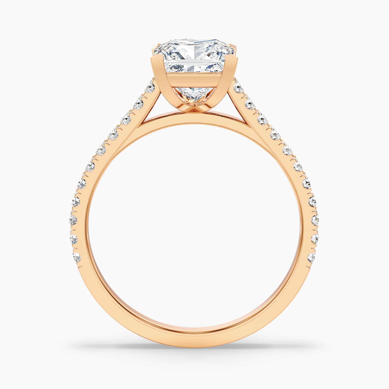 Iva 2.5 Carat Princess Cut Side Stone Pave Lab Grown Diamond Ring in 10k Rose Gold