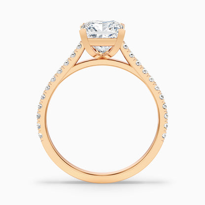 Helyn 4 Carat Princess Cut Side Stone Pave Moissanite Engagement Ring in 14k White Gold