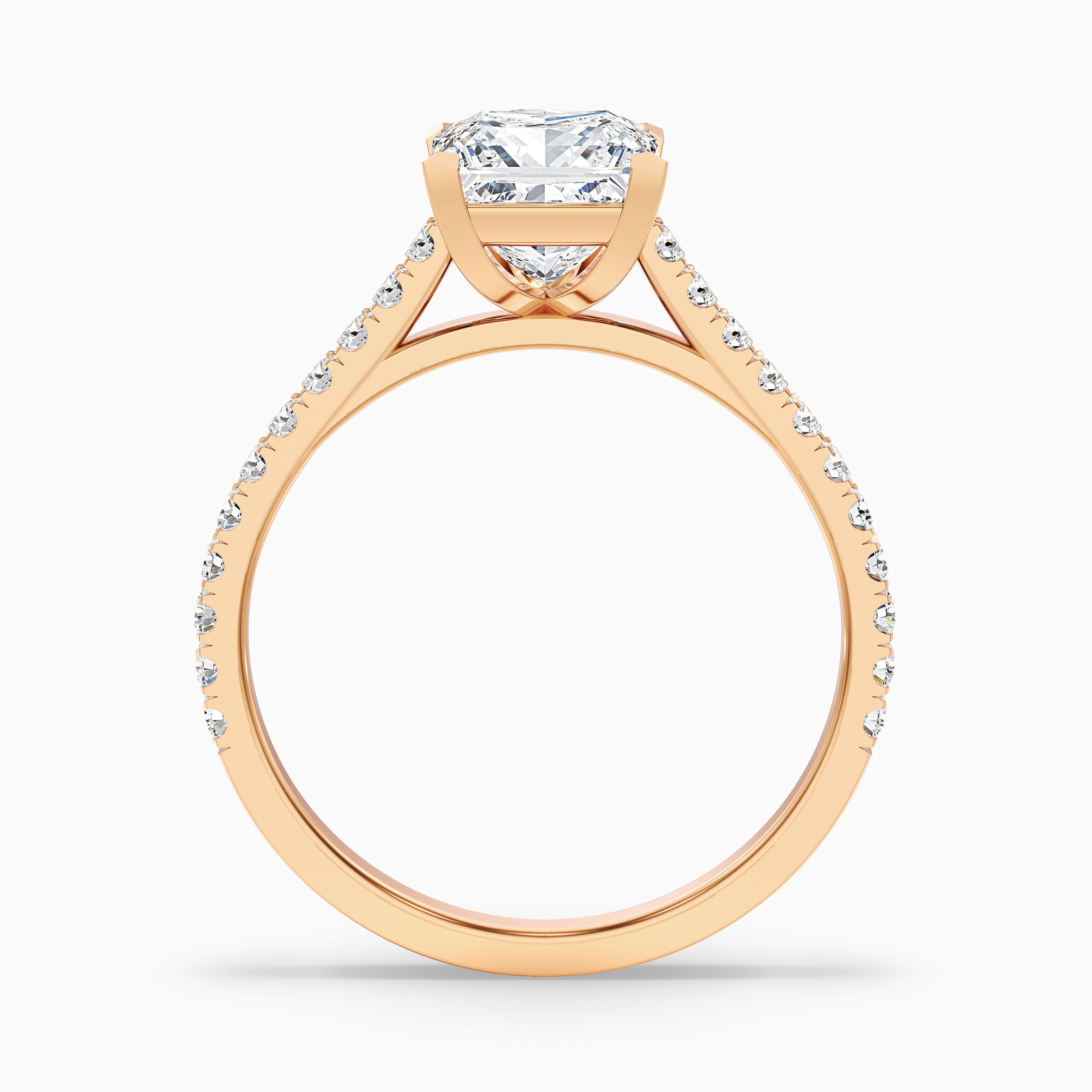 Iva 2.5 Carat Princess Cut Side Stone Pave Lab Grown Diamond Ring in 925 Sterling Silver