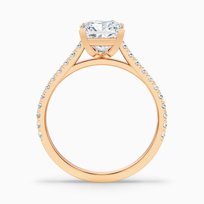 Helyn 2.5 Carat Princess Cut Side Stone Pave Moissanite Engagement Ring in Platinum