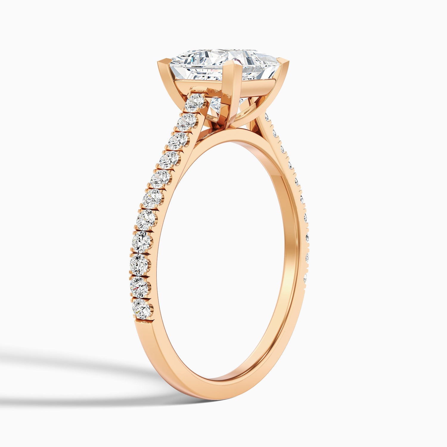 Iva 4.5 Carat Princess Cut Side Stone Pave Lab Grown Diamond Ring in 10k Yellow Gold