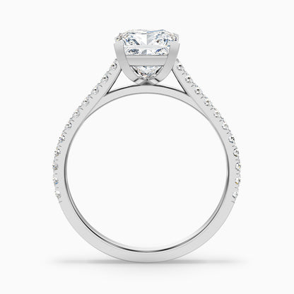 Iva 4.5 Carat Princess Cut Side Stone Pave Lab Grown Diamond Ring in 925 Sterling Silver
