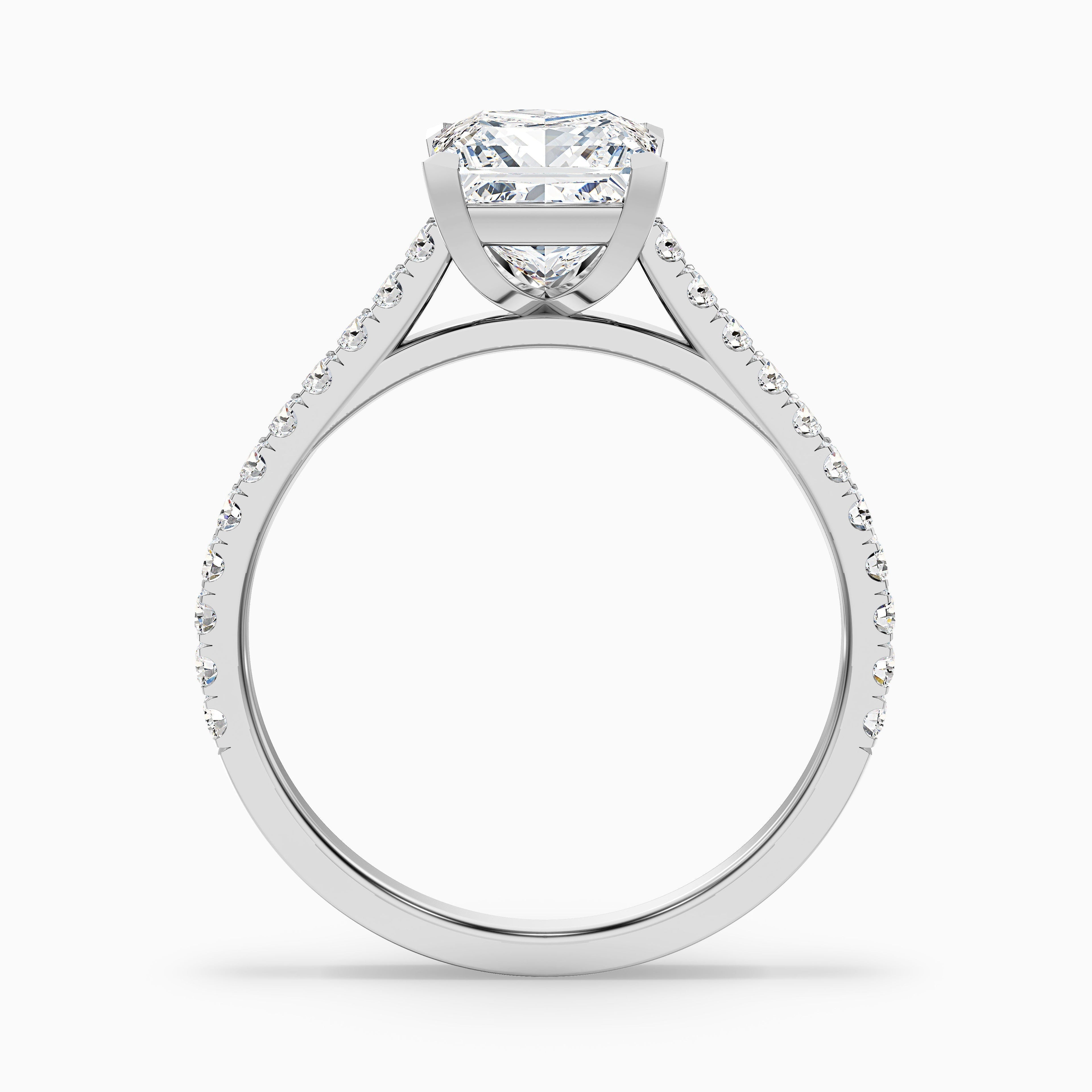 Iva 4 Carat Princess Cut Side Stone Pave Lab Grown Diamond Ring in 925 Sterling Silver