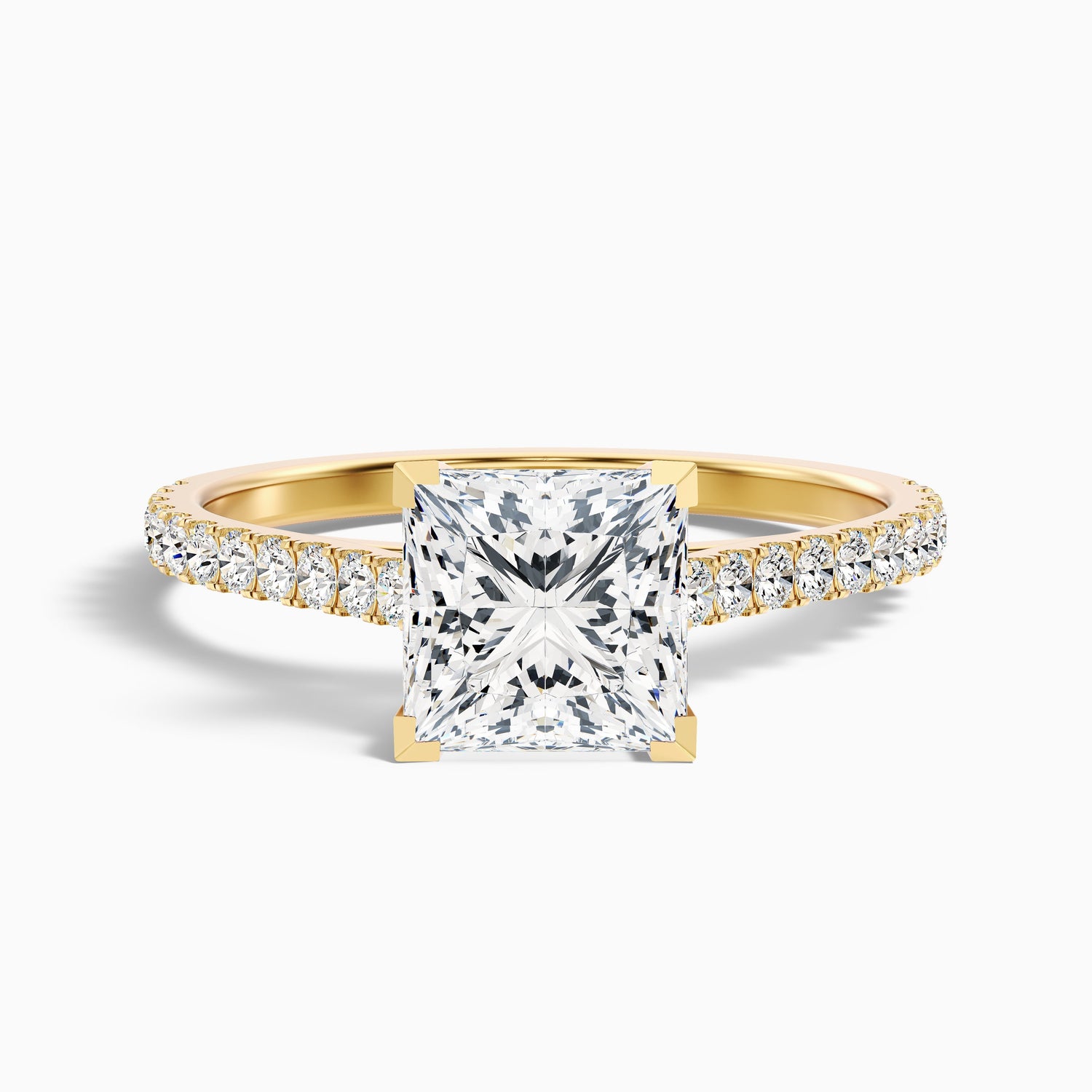 Iva 2 Carat Princess Cut Side Stone Pave Lab Grown Diamond Ring in Platinum