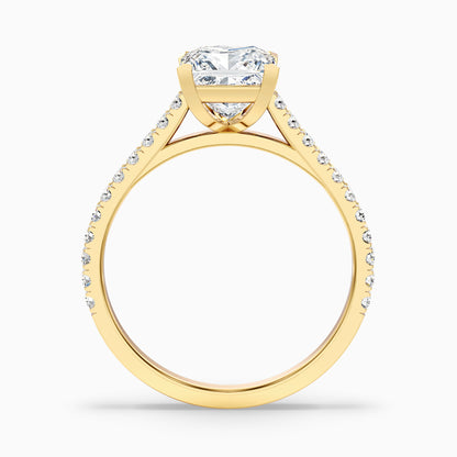 Helyn 5 Carat Princess Cut Side Stone Pave Moissanite Engagement Ring in 18k Rose Gold