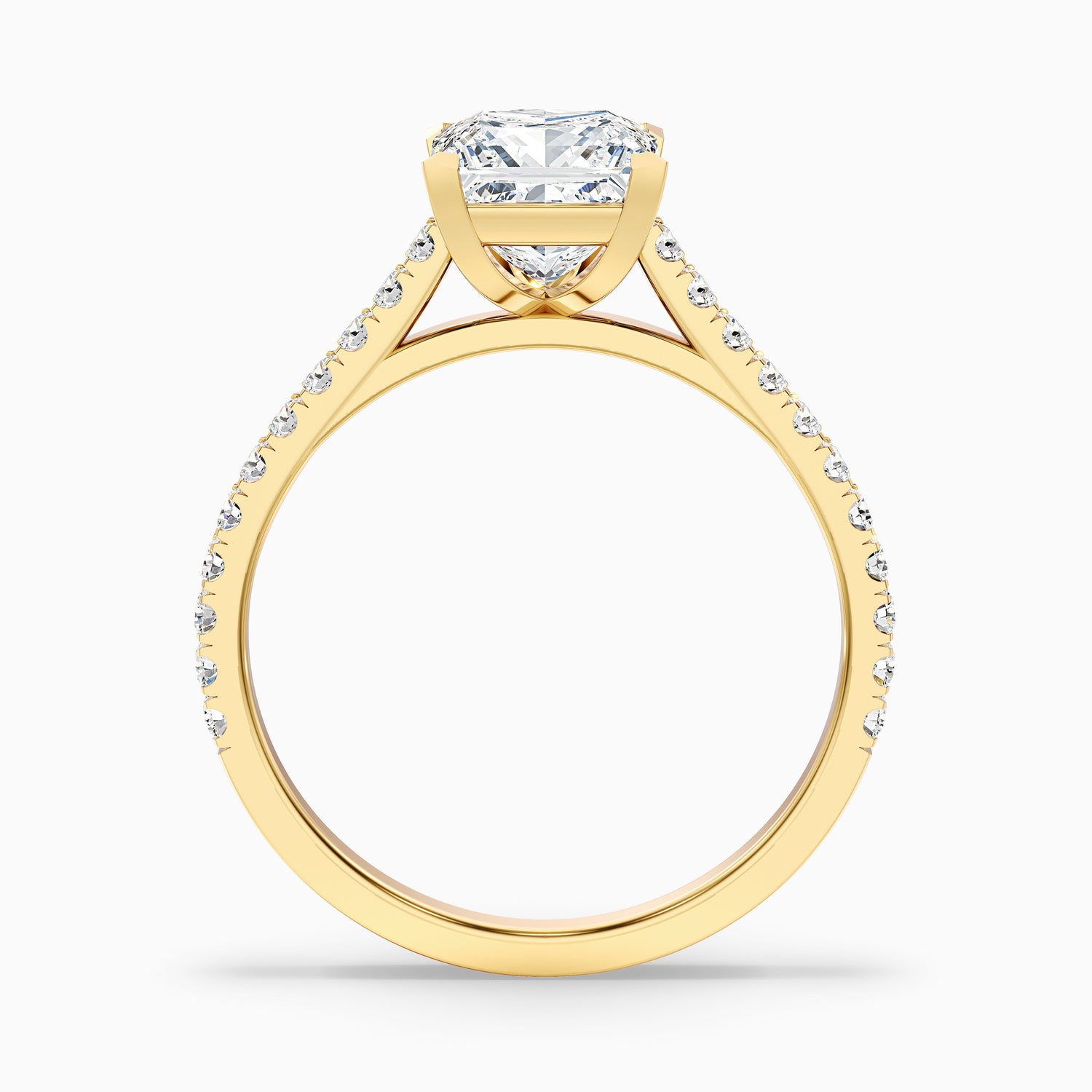 Cloe 6 Carat Princess Cut Solitaire Pave Moissanite Engagement Ring in 14k Yellow Gold  DestGlow