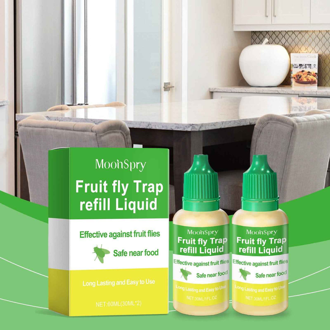 MoonSpry Fruit Fly Trap Supplement Domestic Kitchen Living Room Hygiene Fruit Fly Cockroach Trap Bug Repellent Solution