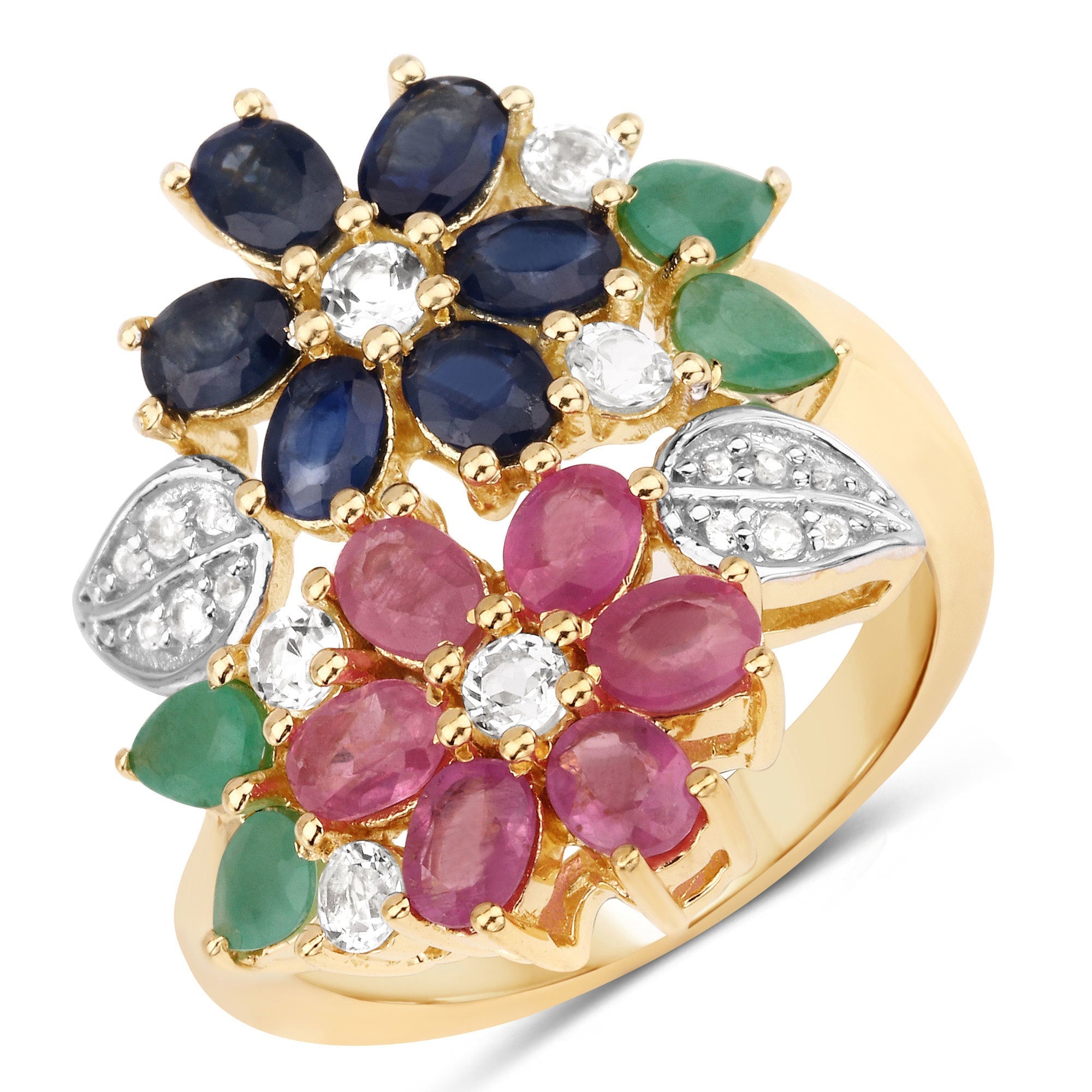 3.65 Carat Genuine Multi Stones .925 Sterling Silver Ring by Bids.com